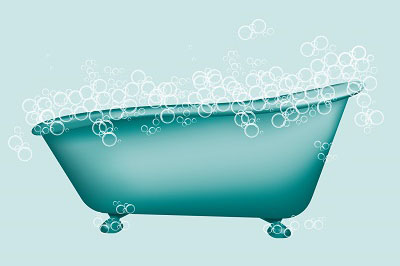 digital design of bathtube filled with bubbles