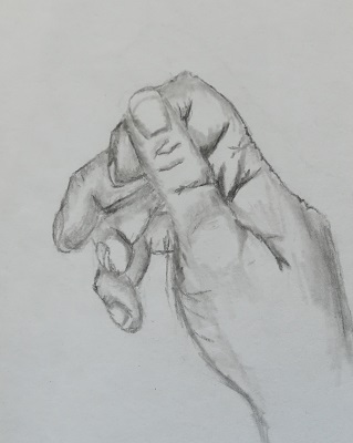 Graphite sketch of a womans hand