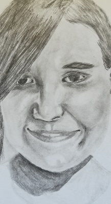 Graphite drawing of young girl